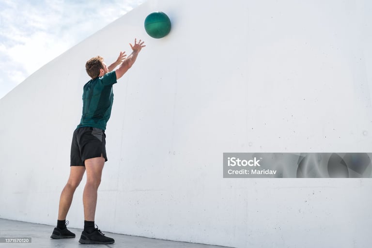 a man reaching up to catch a ball