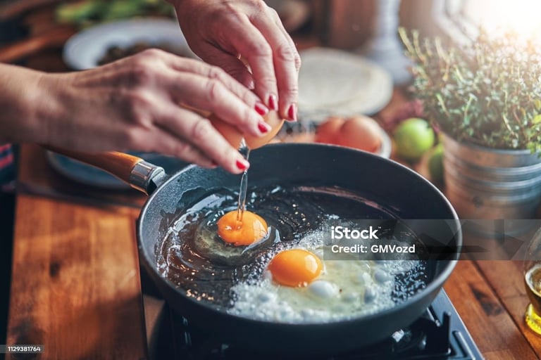 eggs in a frying pan