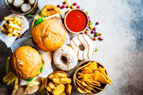 a mix of processed foods on a table