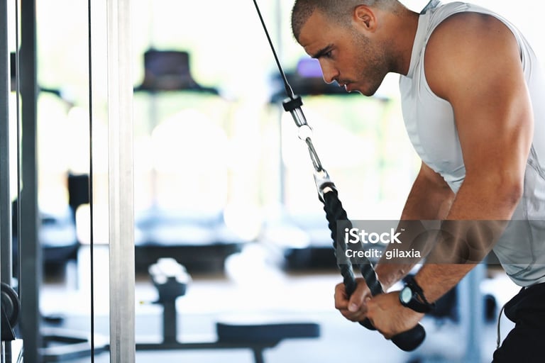 man doing triceps exercise