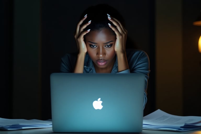 a woman sitting at a desk with a laptop computer