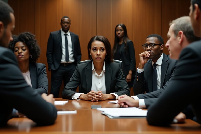 a group of business people sitting around a table