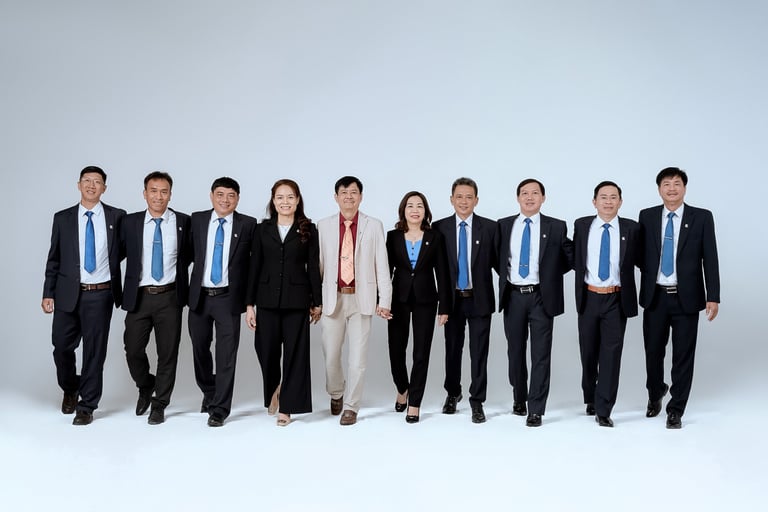 a group of business people standing in a row
