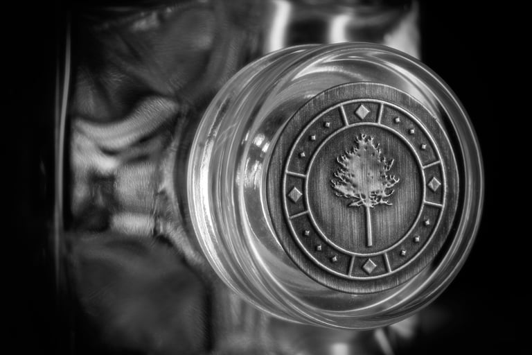 Product & Commercial Photography - Black & White image of a decanter, alternative perspective