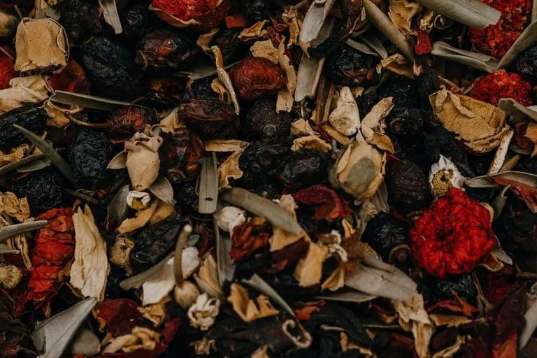 potpourri with red flowers