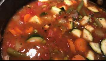 pot of soup with vegetables