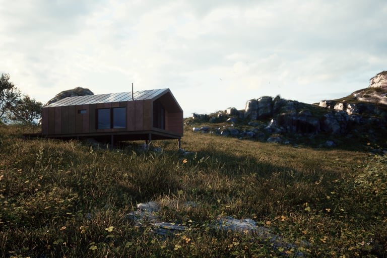 An animation of a cabin in the woods using Twinmotion