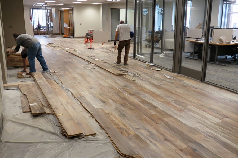 Commercial flooring installation in Cinco Ranch TX office space by Next Floors LLC