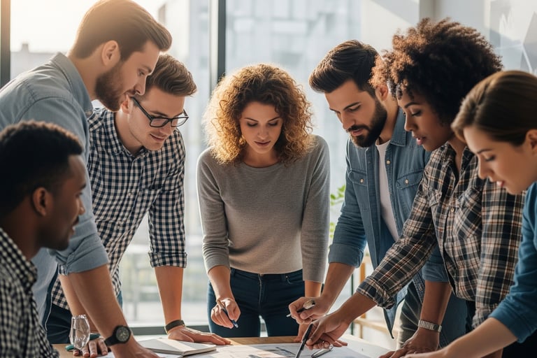 a group of people working on a project