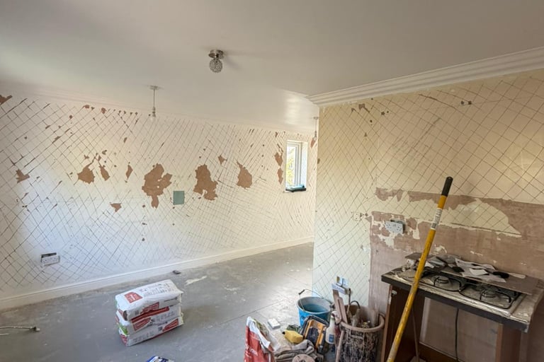 Kitchen ready to plaster.