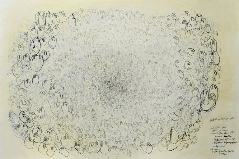 karine-nguyen-van-tham-dans le flux, dessin mediumnique, pastel et mine graphite