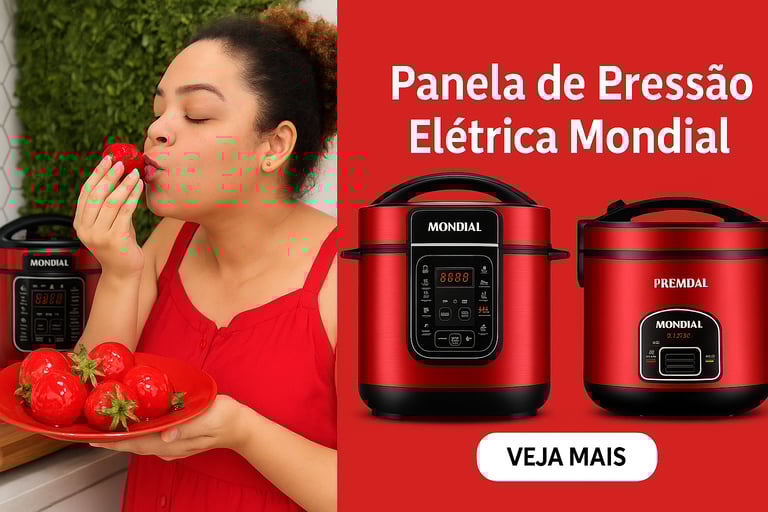 Panela De Pressão Elétrica Digital 3L, Mondial, Vermelho/Inox, 700W, 110V - PE-41