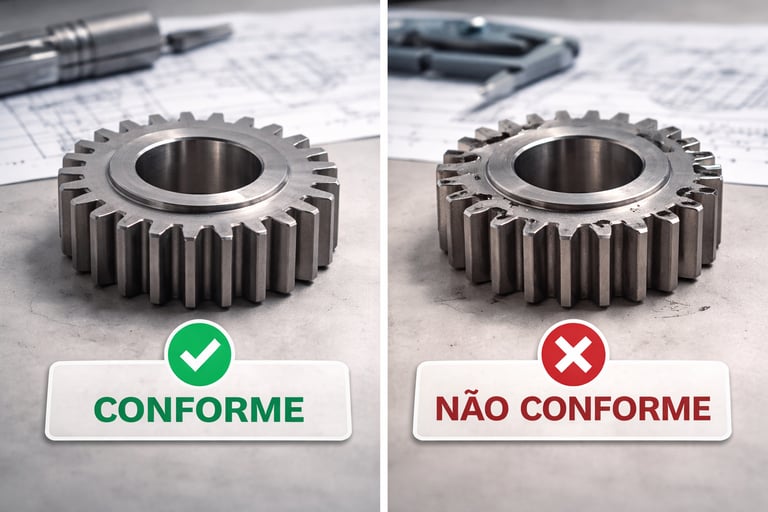 exemplo de definições de qualidade e qualidade de produto com produto conforme e não conforme