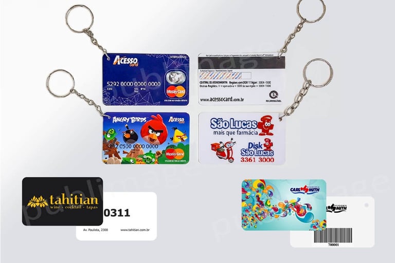 Mini Cartões em PVC com ou sem chaveiros