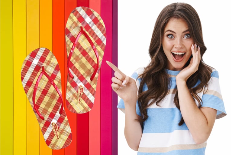 a woman with a pair of flip flop 