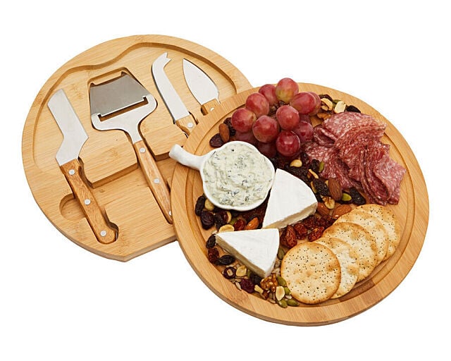 Cheese Cutting Board Set w/ 4-Piece Knife Tools for Charcuterie