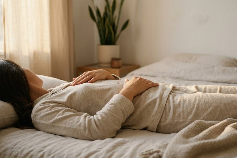 Practicar la respiración diafragmática tumbado en una postura cómoda