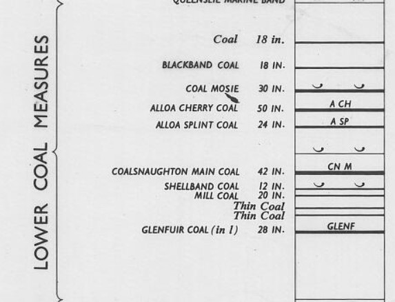 Lower Coal Measures coal seams on sheet NS99NW