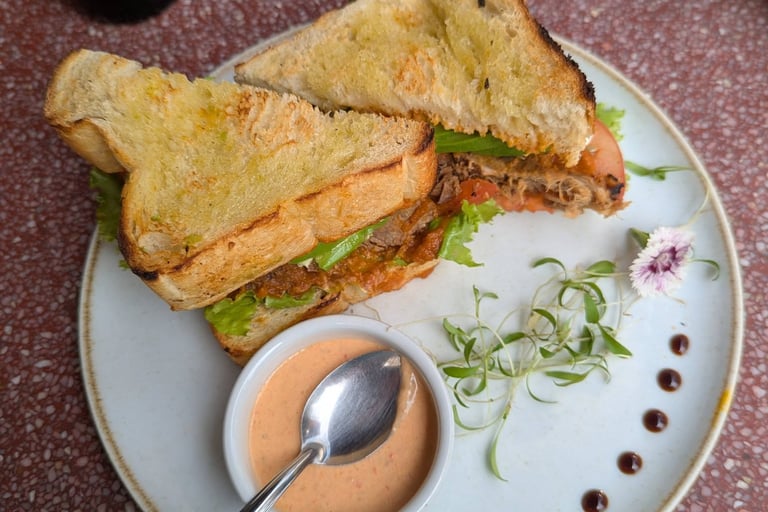 Beef and avocado sandwich at Intro Cafe Bar in Miraflores Lima
