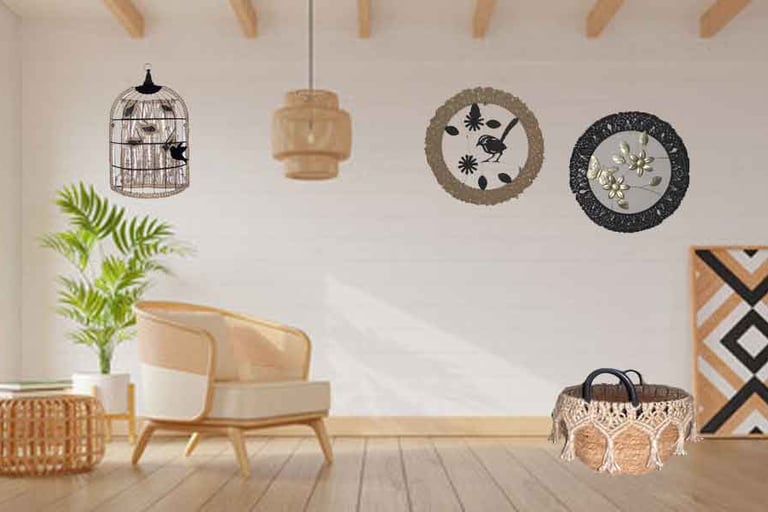 métal et macramé jute