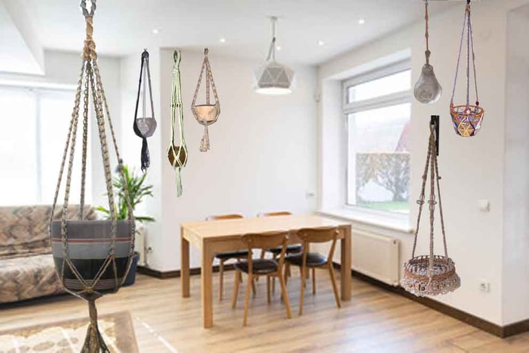 suspensions macramé pour plantes