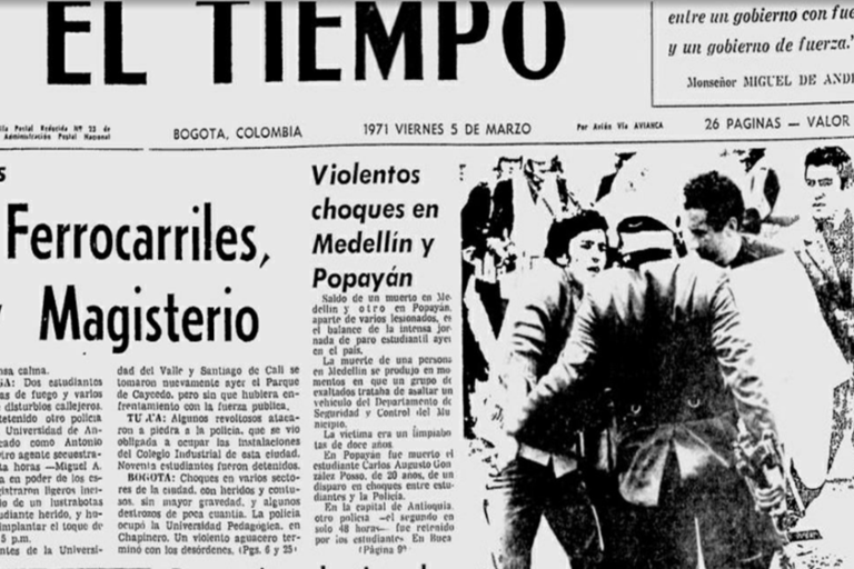 Primera página del diario El Tiempo del 5 de marzo de 1971