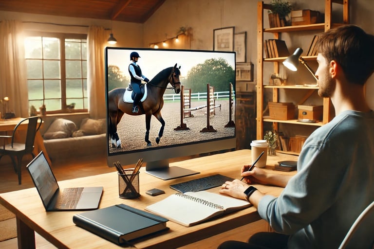 a person sitting at a desk with a laptop and a laptop