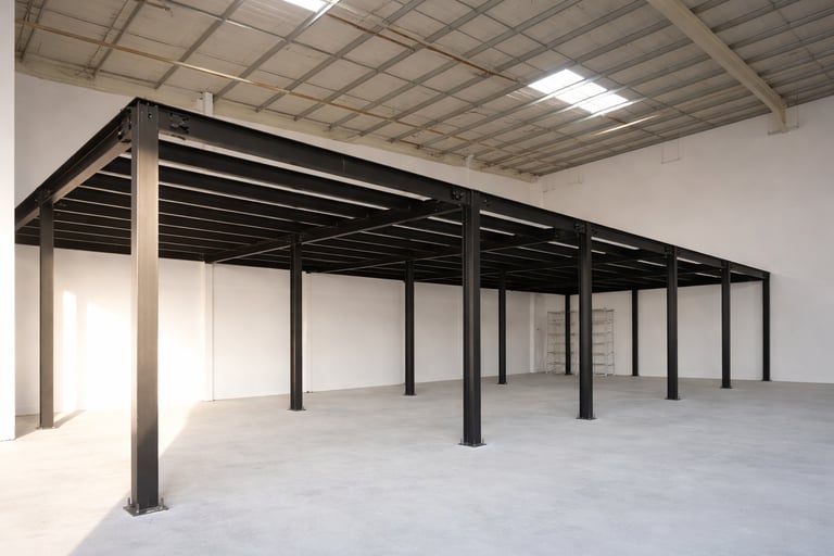 Steel mezzanine and staircase fabrication at World Wide Gold Refinery UAQ Free Zone