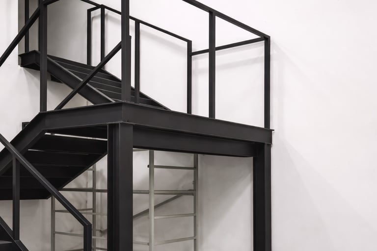 Steel mezzanine and staircase fabrication at World Wide Gold Refinery UAQ Free Zone