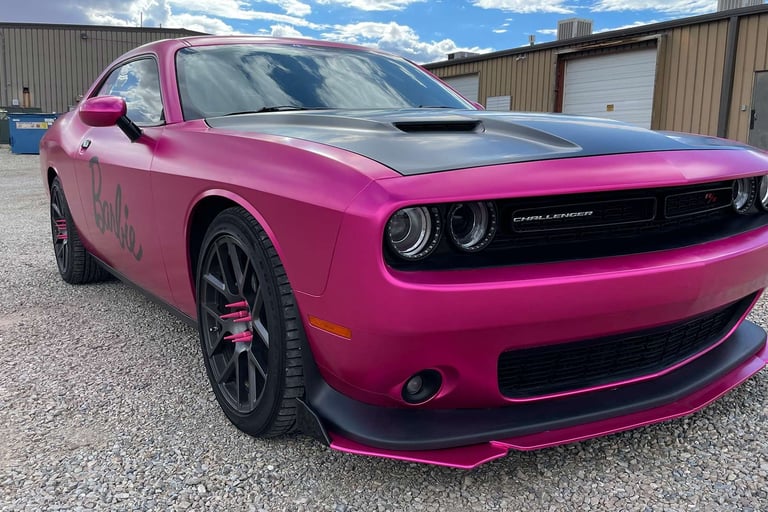 A full color change, satin metalic pink. Elite Car Wraps, Las Cruces, NM