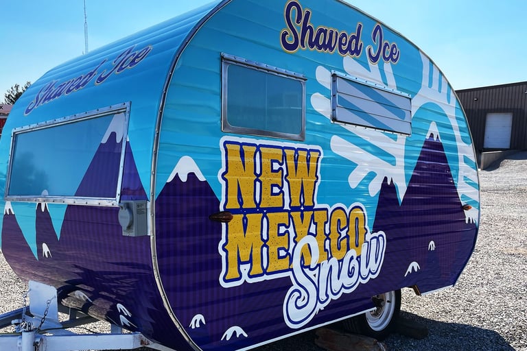 Custom designed trailer wrap for a snow cone company, in Las Cruces, NM