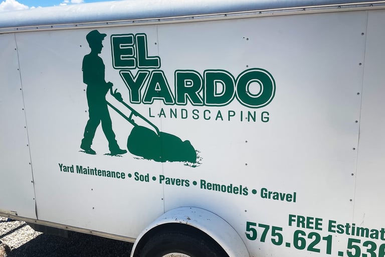 A trailer with green lettering. Elite Car Wraps, Las Cruces, NM