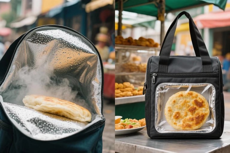 Comparison of thermal bag performance in high humidity for Latin American street food