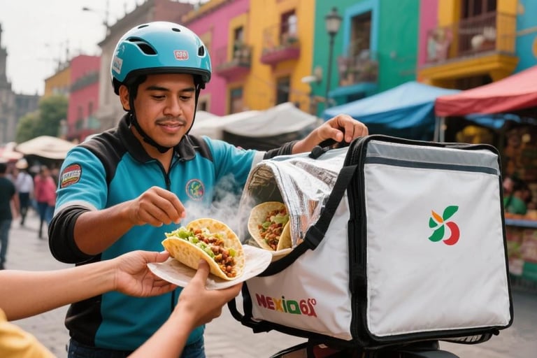 Customer success story - Ningbo J & T thermal bag in use with a taco delivery service in Mexico City