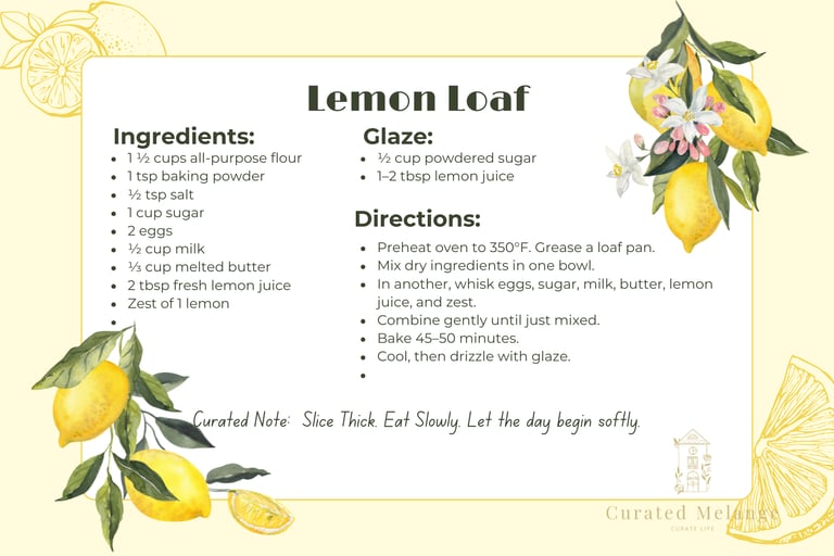 Lemon Loaf Recipe Card