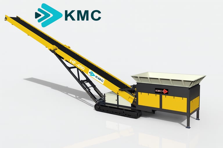 Tracked high level feeder in yellow