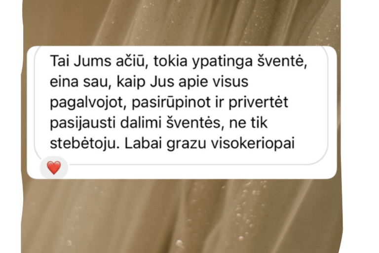 švenčių draugės atsiliepimas apie organizuotą vestuvių šventę