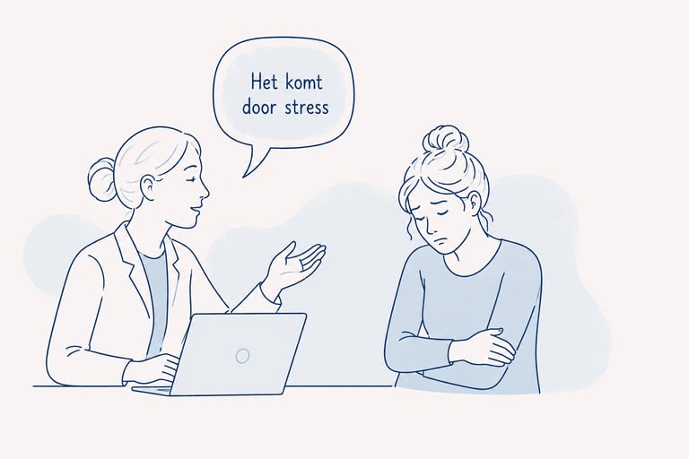 vrouw-huisarts-stress-oorzaak tekening