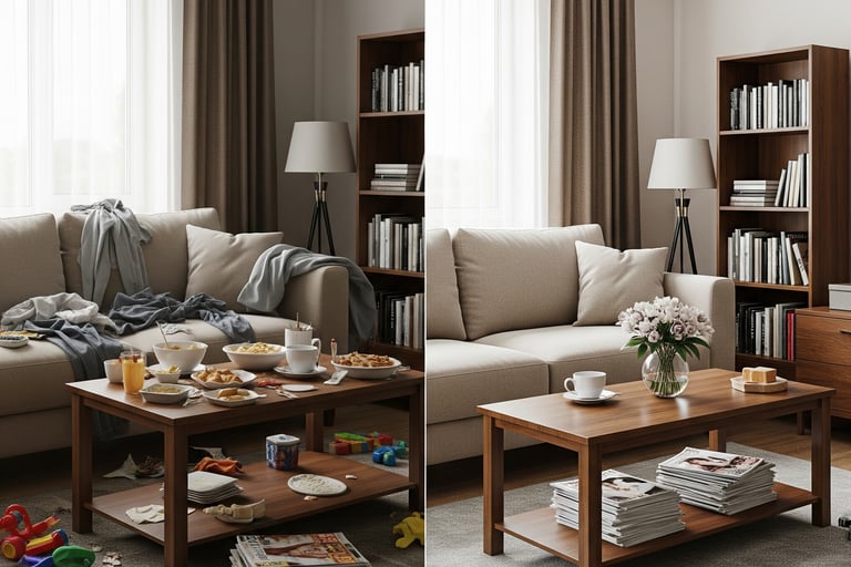 Before and After picture of house after cleaning 