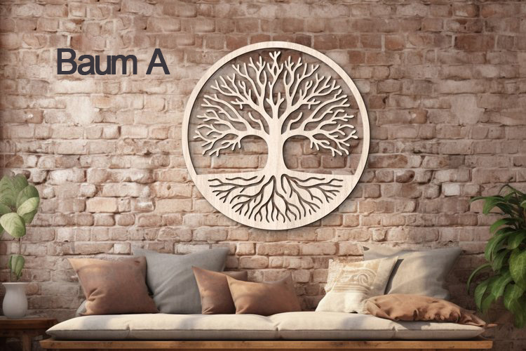 a couch with a tree in the middle of it