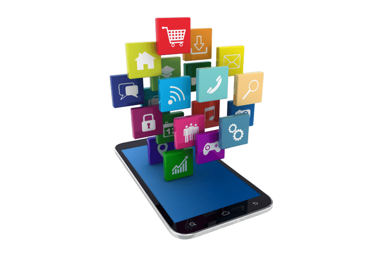 A collection of apps coming out of a phone screen 