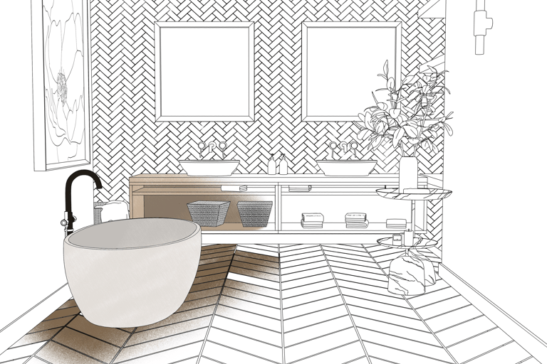 illustration of the Artful Interiors Coloring book