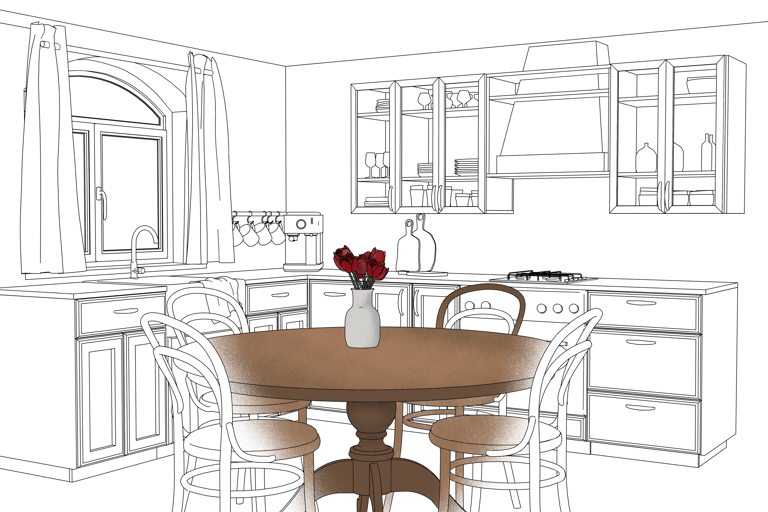 illustration of the Artful Interiors Coloring book