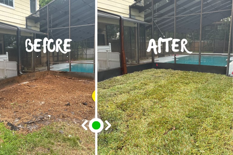 Sod installation before and after Jacksonvlle FL