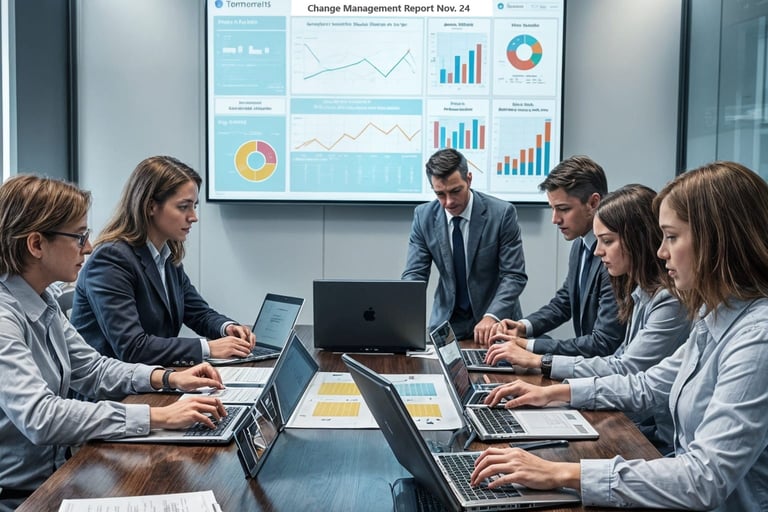 a group of business people sitting around a table