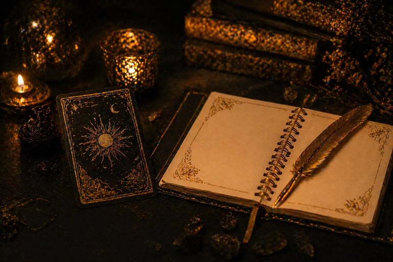 perguntas tarot do amor whatsapp com caderno e carta de tarot