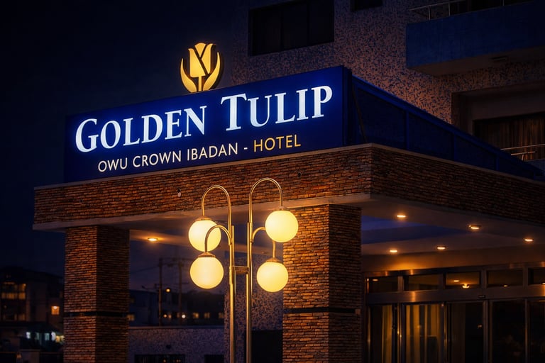 Golden Tulip Hotel Illuminated signage installation in Ibadan by SignWriters