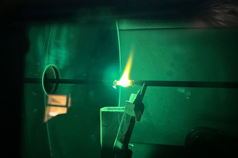 Figure 2 - View through the inspection glass at the carbon flame.