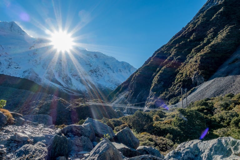 Swing bridge on the Hooker Valley Track