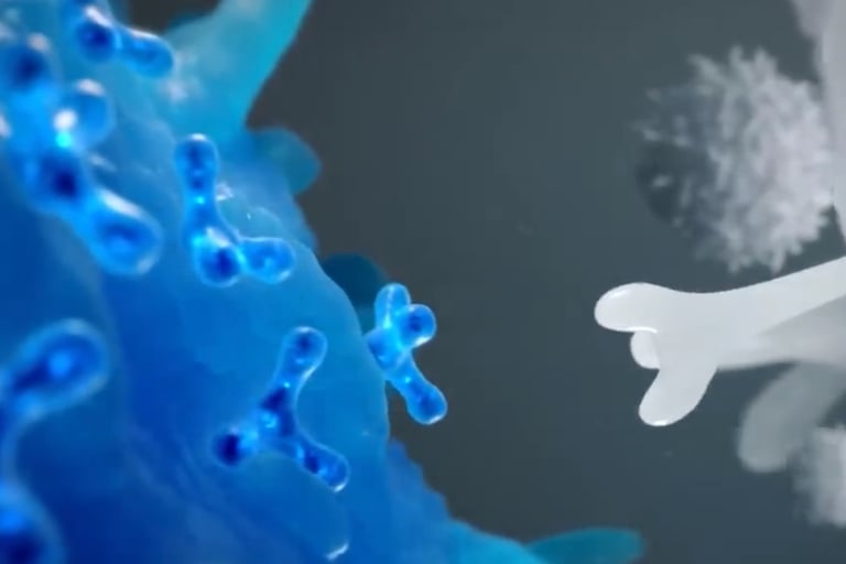 3D-weergave van celreceptoren die interactie aangaan met het immuunsysteem voor herkenning van indringers